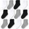 CozyWay 12 Pack Crew Cotton Baby Socks, Stretch Baby Socks 6-12 Months For All Day Comfort, Infant Socks, Black/White/Gray, Unisex
